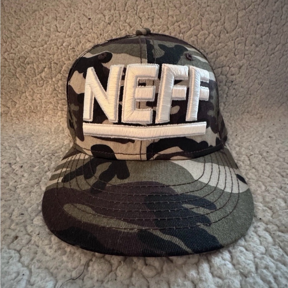 Neff Camo Snapback Hat with White Logo